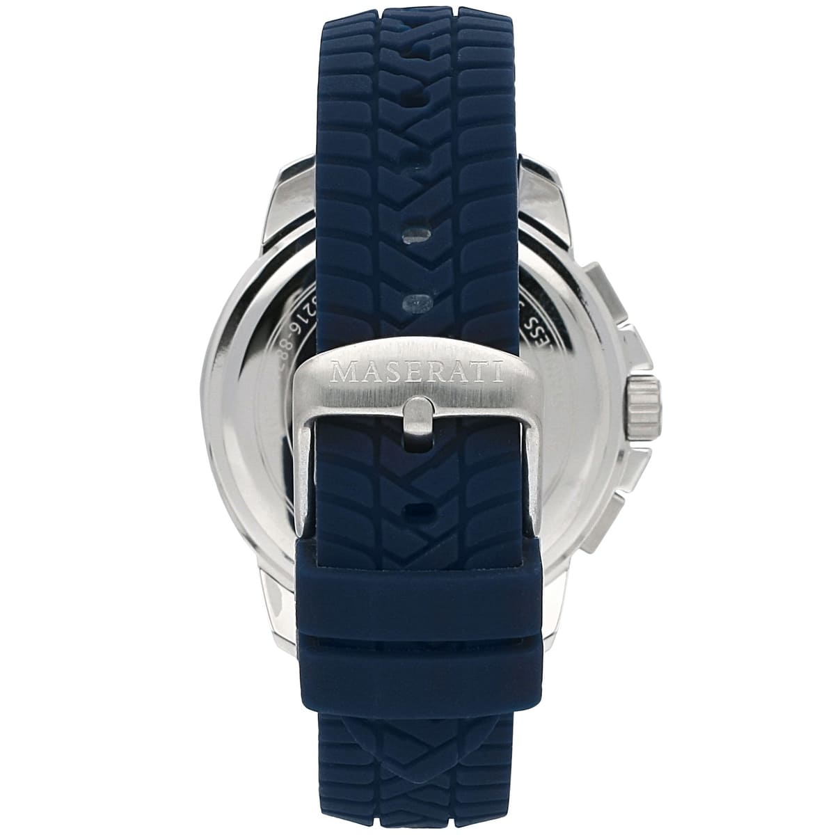 Maserati Successo R8871621013 44mm Men’s Chronograph Watch – Silver Sunray Dial & Blue Rubber Strap