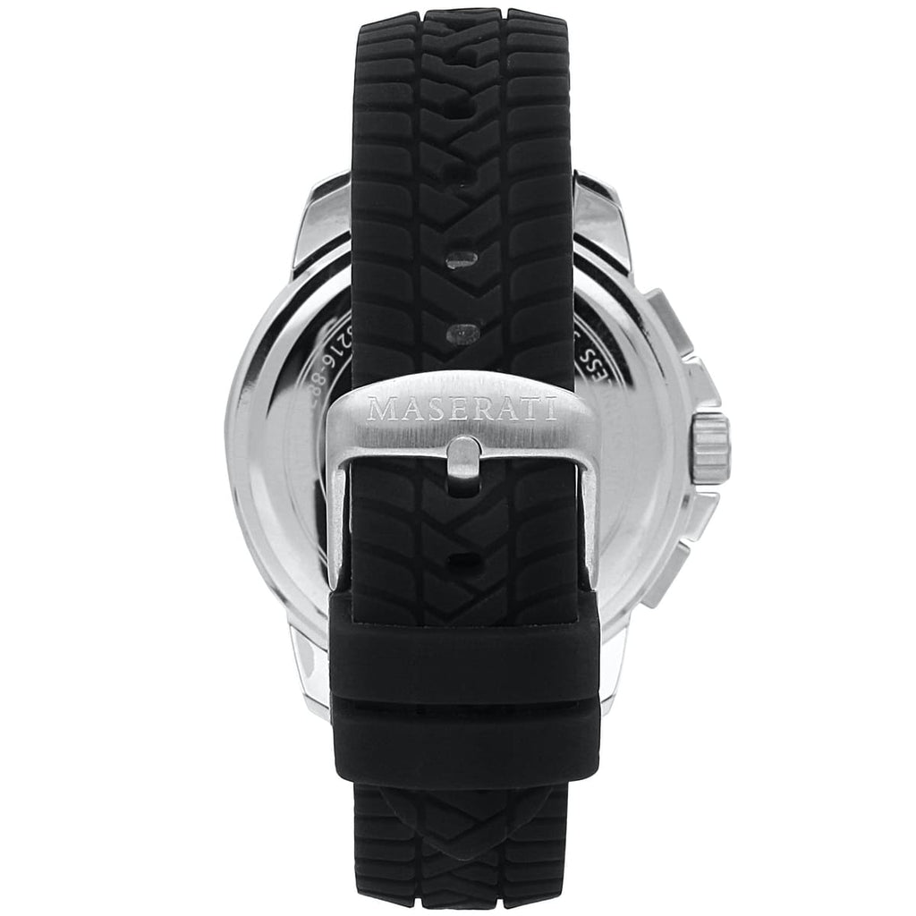 Maserati Successo R8871621014 44mm Men’s Chronograph Watch – Black Sunray Dial & Black Rubber Strap