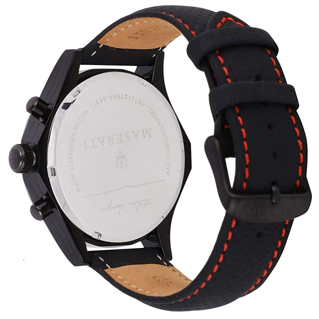 Maserati Circuito R8871627004 44mm Men’s Chronograph Watch – Black Dial & Perforated Black Leather Strap