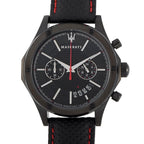 Maserati Circuito R8871627004 44mm Men’s Chronograph Watch – Black Dial & Perforated Black Leather Strap