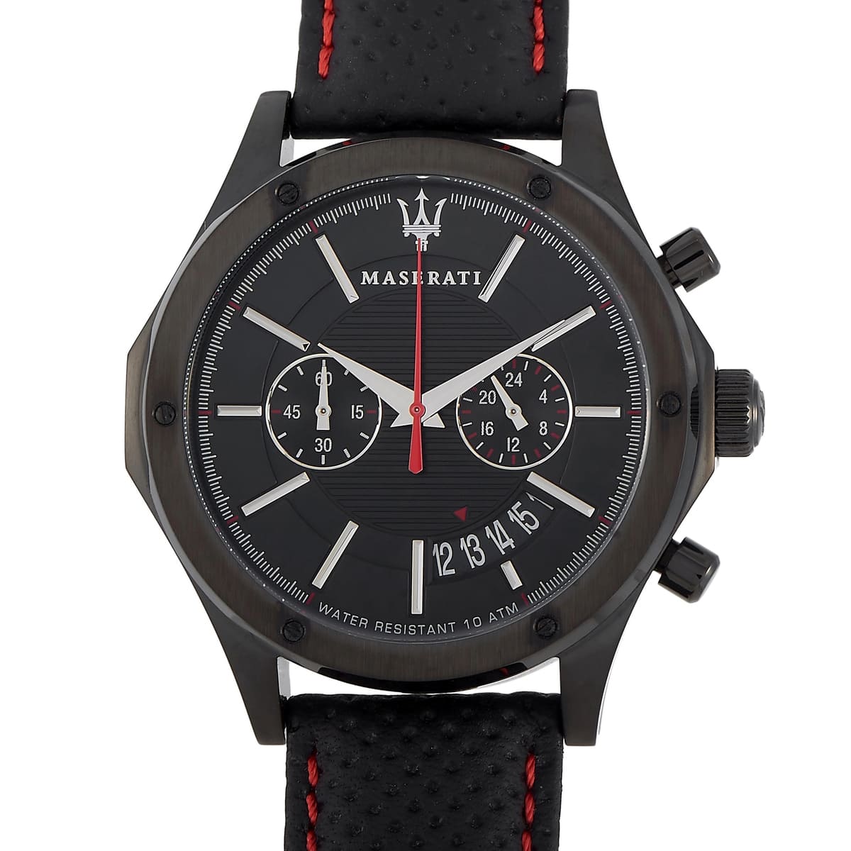 Maserati Circuito R8871627004 44mm Men’s Chronograph Watch – Black Dial & Perforated Black Leather Strap