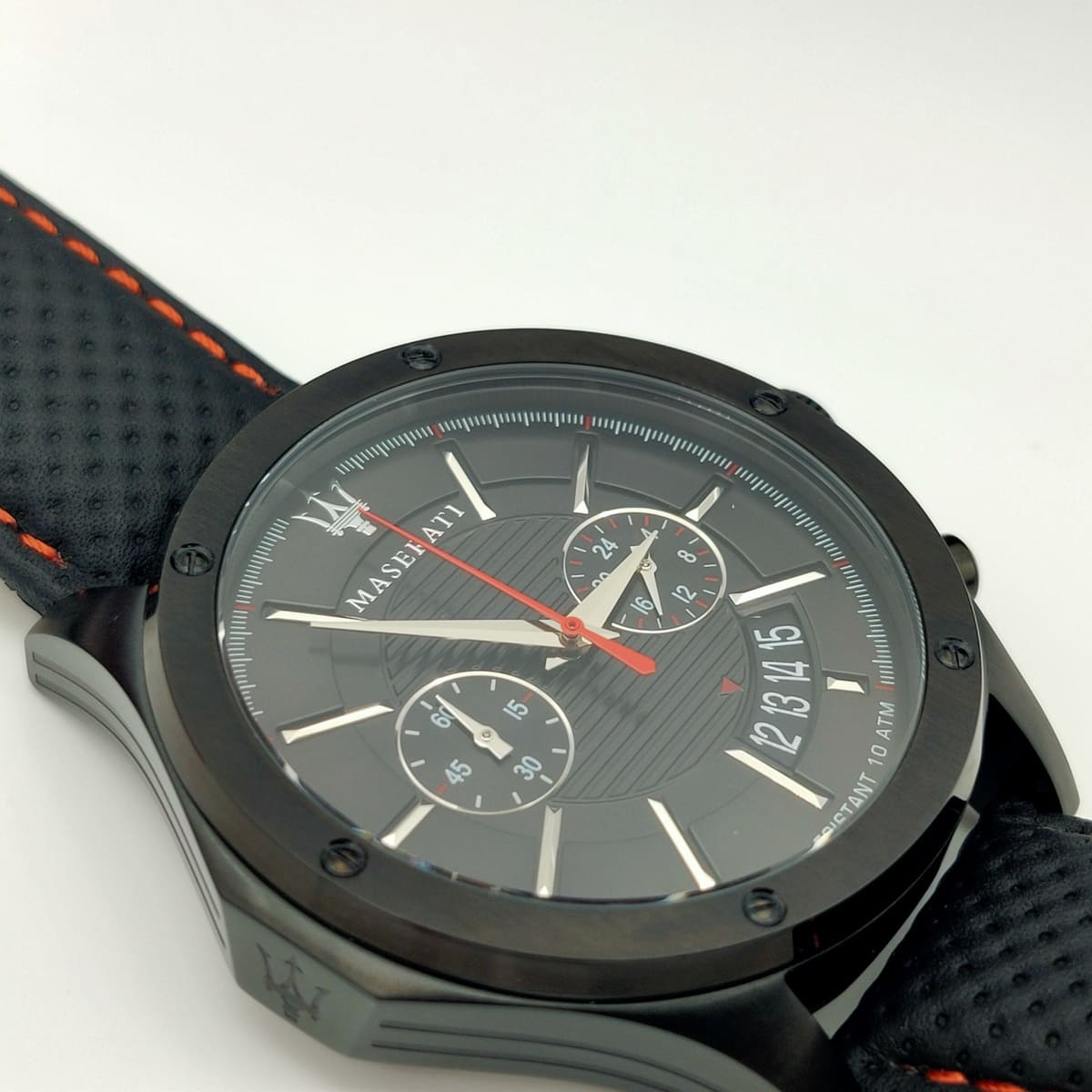 Maserati Circuito R8871627004 44mm Men’s Chronograph Watch – Black Dial & Perforated Black Leather Strap