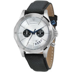 Maserati Circuito R8871627005 44mm Men’s Chronograph Watch – Silver Dial & Perforated Black Leather Strap
