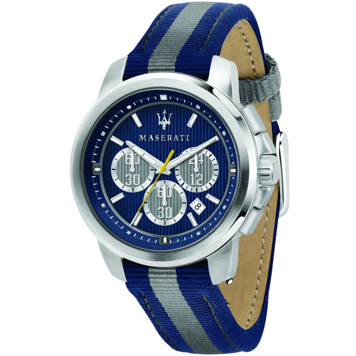 Maserati Royale R8871637001 45mm Men’s Chronograph Watch – Blue Sunray Dial & Blue Fabric Synthetic Fiber Strap