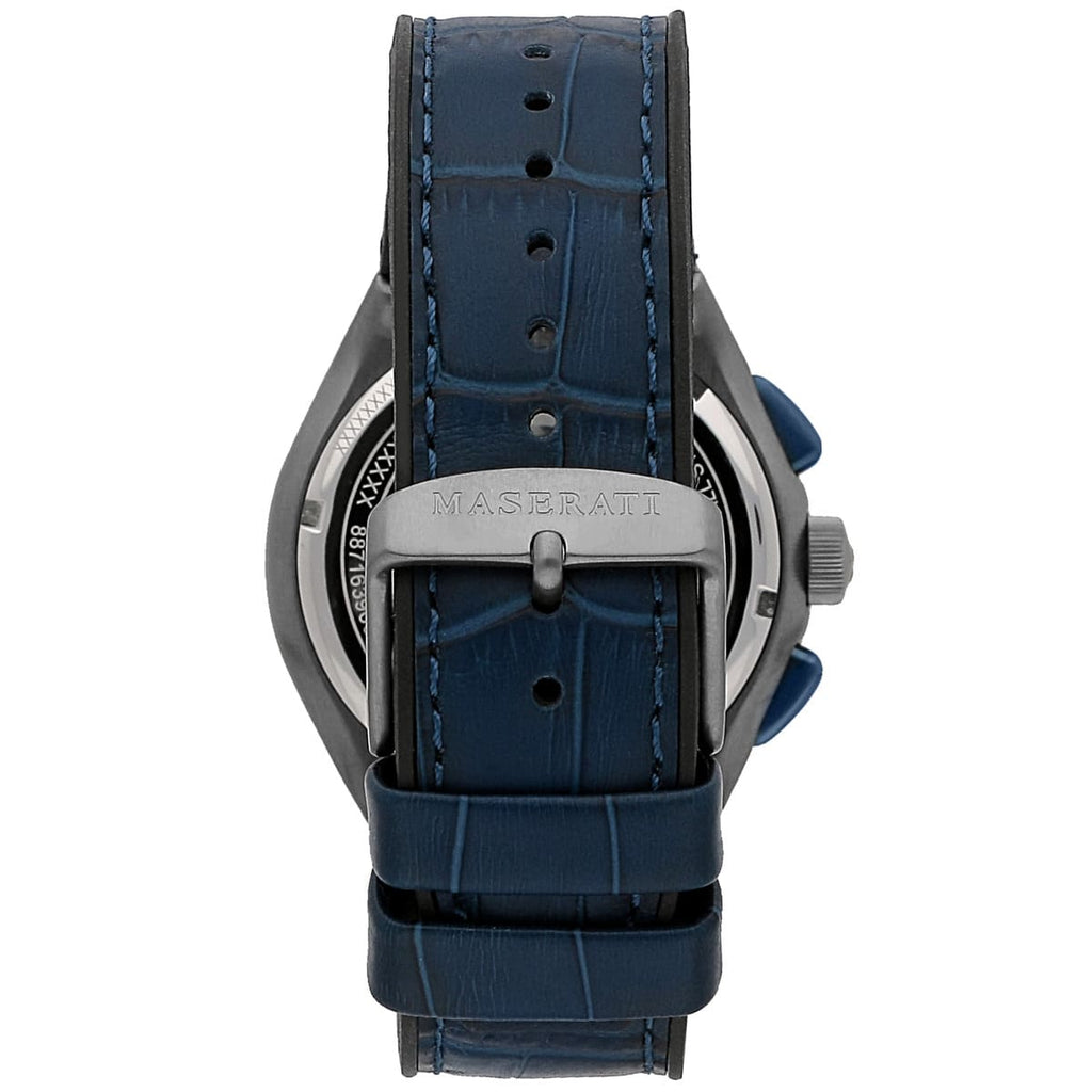Maserati Triconic R8871639001 45mm Men’s Chronograph Watch – White Dial & Blue Rubber Strap