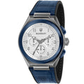 Maserati Triconic R8871639001 45mm Men’s Chronograph Watch – White Dial & Blue Rubber Strap