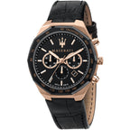 Maserati Stile R8871642001 45mm Men’s Chronograph Watch – Black Dial & Black Leather Strap