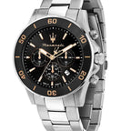 Maserati Competizione R8873600003 43mm Men’s Chronograph Watch – Black Dial & Two-Tone Silver Link Bracelet