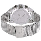 Maserati Traguardo R8873612008 45mm Men’s Chronograph Watch – Gray Waffle Dial & Silver Mesh Strap