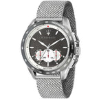 Maserati Traguardo R8873612008 45mm Men’s Chronograph Watch – Gray Waffle Dial & Silver Mesh Strap