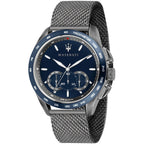 Maserati Traguardo R8873612009 45mm Men’s Chronograph Watch – Blue Sunray Dial & Gunmetal Grey Mesh Strap