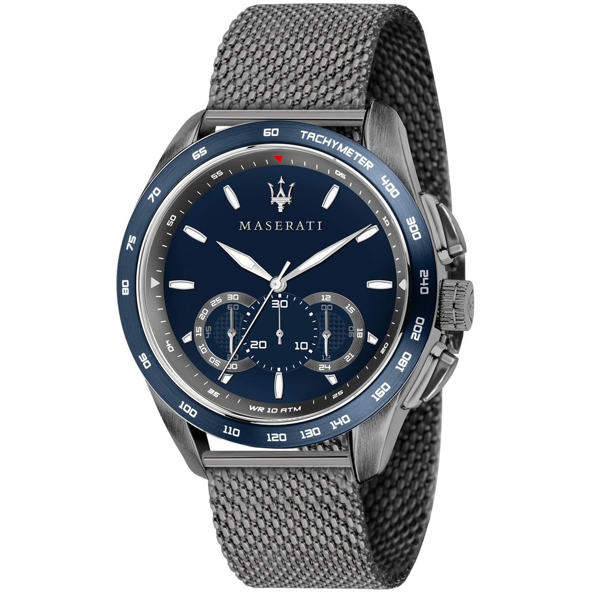 Maserati Traguardo R8873612009 45mm Men’s Chronograph Watch – Blue Sunray Dial & Gunmetal Grey Mesh Strap