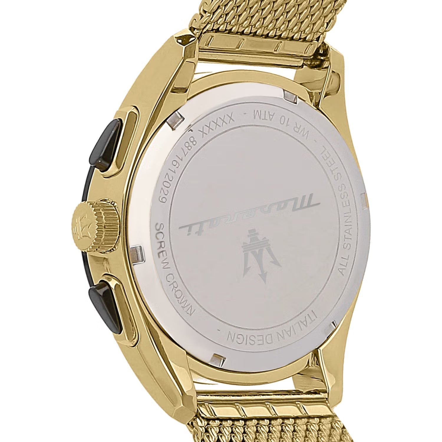 Maserati Traguardo R8873612010 45mm Men’s Chronograph Watch – Black Sunray Dial & Gold Stainless Steel Mesh Strap