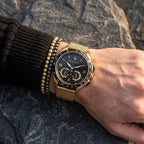 Maserati Traguardo R8873612010 45mm Men’s Chronograph Watch – Black Sunray Dial & Gold Stainless Steel Mesh Strap