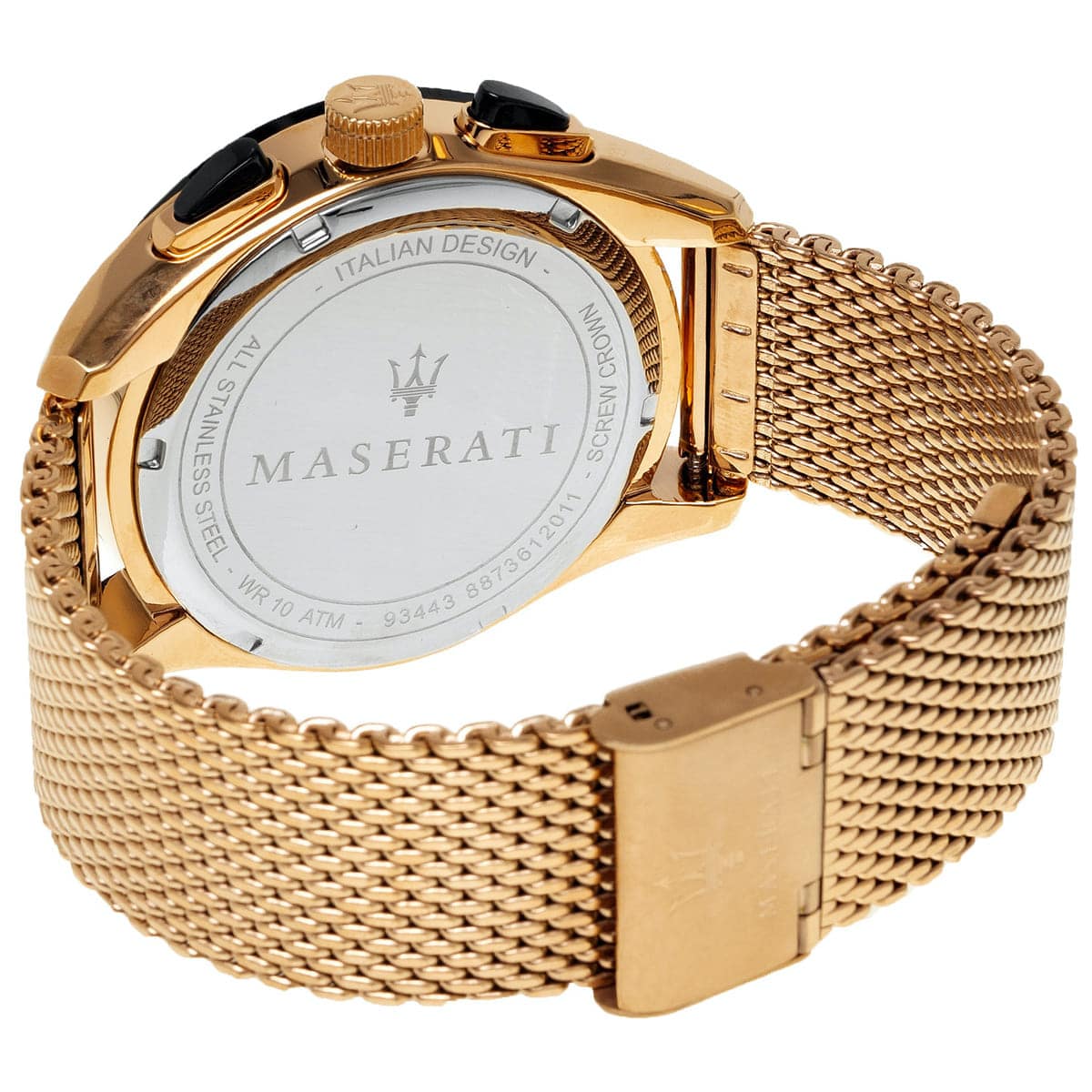 Maserati Traguardo R8873612011 45mm Men’s Chronograph Watch – White Racing Dial & Rose Gold Mesh Strap