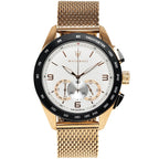Maserati Traguardo R8873612011 45mm Men’s Chronograph Watch – White Racing Dial & Rose Gold Mesh Strap