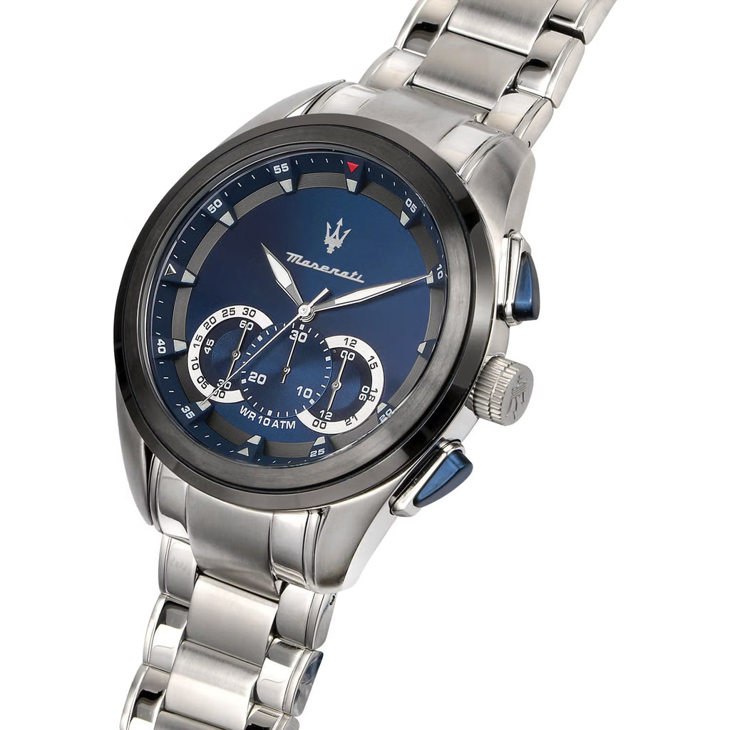 Maserati Traguardo R8873612014 45mm Men’s Chronograph Watch – Blue Sunray Dial & Silver-Tone Link Bracelet