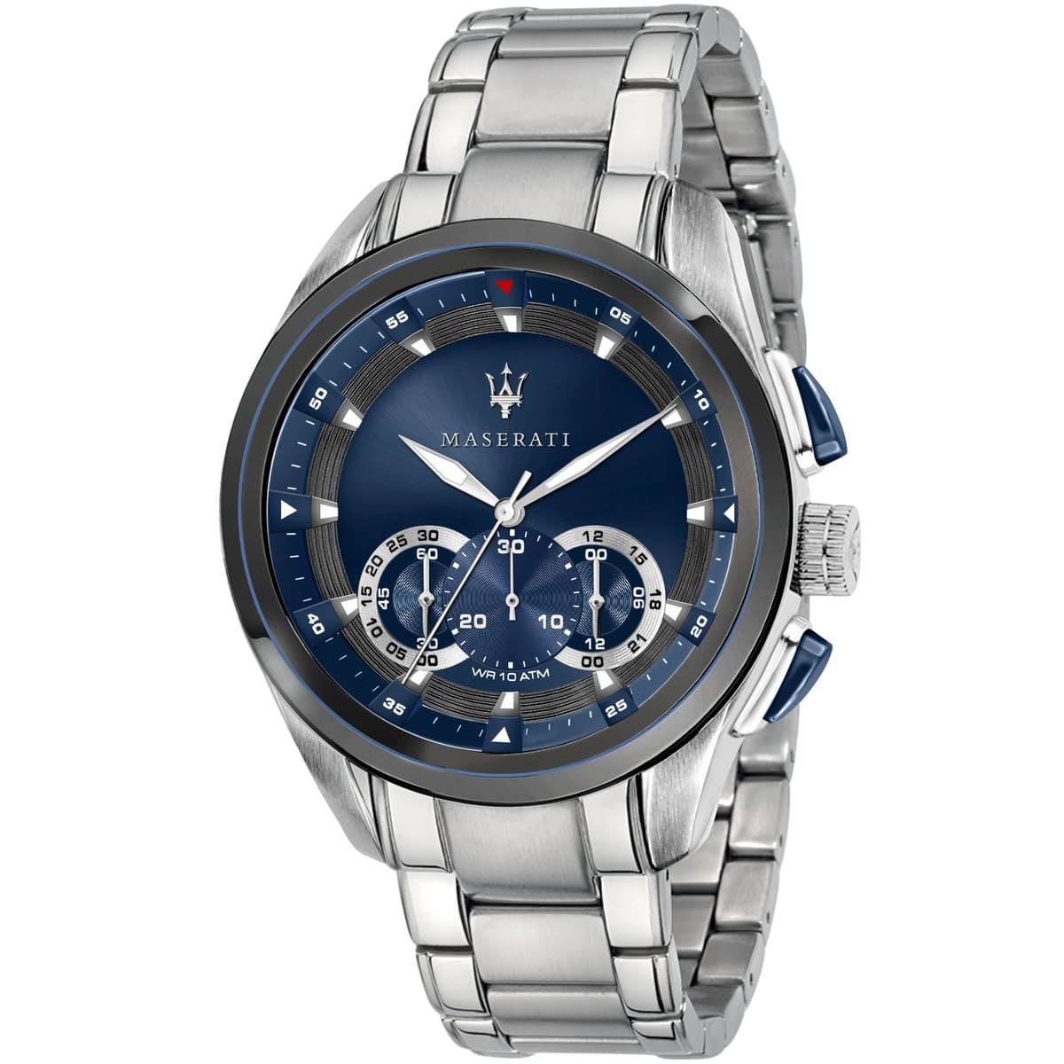 Maserati Traguardo R8873612014 45mm Men’s Chronograph Watch – Blue Sunray Dial & Silver-Tone Link Bracelet