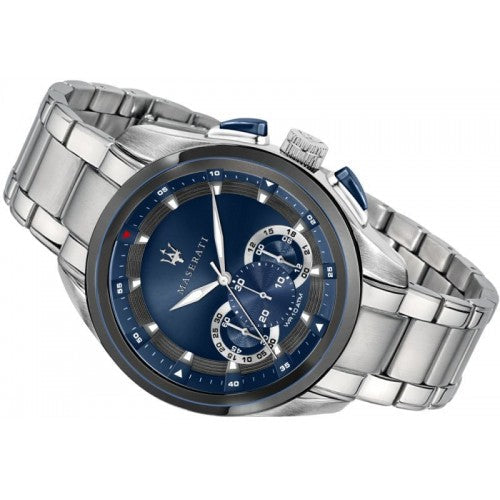 Maserati Traguardo R8873612014 45mm Men’s Chronograph Watch – Blue Sunray Dial & Silver-Tone Link Bracelet