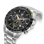 Maserati Traguardo R8873612042 45mm Men’s Chronograph Watch – Black Carbon Fiber Dial & Silver-Tone Link Bracelet