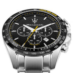 Maserati Traguardo R8873612042 45mm Men’s Chronograph Watch – Black Carbon Fiber Dial & Silver-Tone Link Bracelet