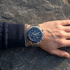 Maserati Traguardo R8873612043 45mm Men’s Chronograph Watch – Textured Blue Dial & Silver-Tone Link Bracelet