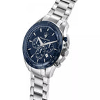 Maserati Traguardo R8873612043 45mm Men’s Chronograph Watch – Textured Blue Dial & Silver-Tone Link Bracelet
