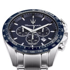 Maserati Traguardo R8873612043 45mm Men’s Chronograph Watch – Textured Blue Dial & Silver-Tone Link Bracelet