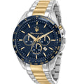 Maserati Traguardo R8873612046 45mm Men’s Chronograph Watch – Textured Blue Dial & Two-Tone Link Bracelet