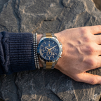Maserati Traguardo R8873612046 45mm Men’s Chronograph Watch – Textured Blue Dial & Two-Tone Link Bracelet