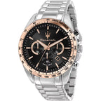 Maserati Traguardo R8873612047 45mm Men’s Chronograph Watch – Black Dial & Silver-Tone Link Bracelet