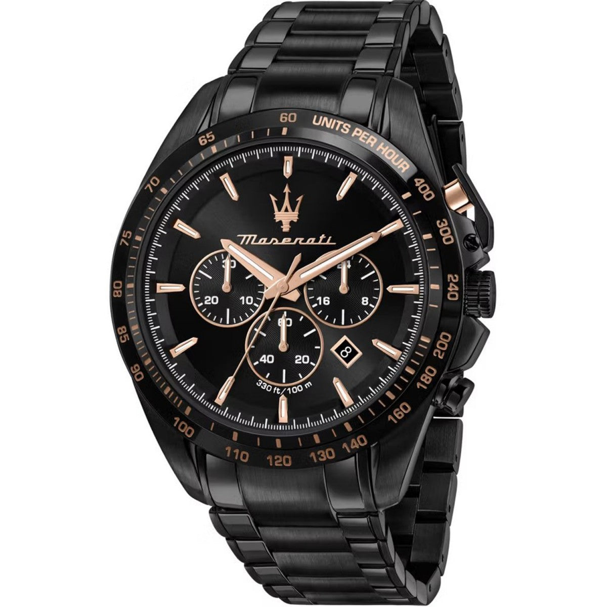 Maserati Traguardo R8873612048 45mm Men’s Chronograph Watch – Black Dial & Black PVD Stainless Steel Link Bracelet