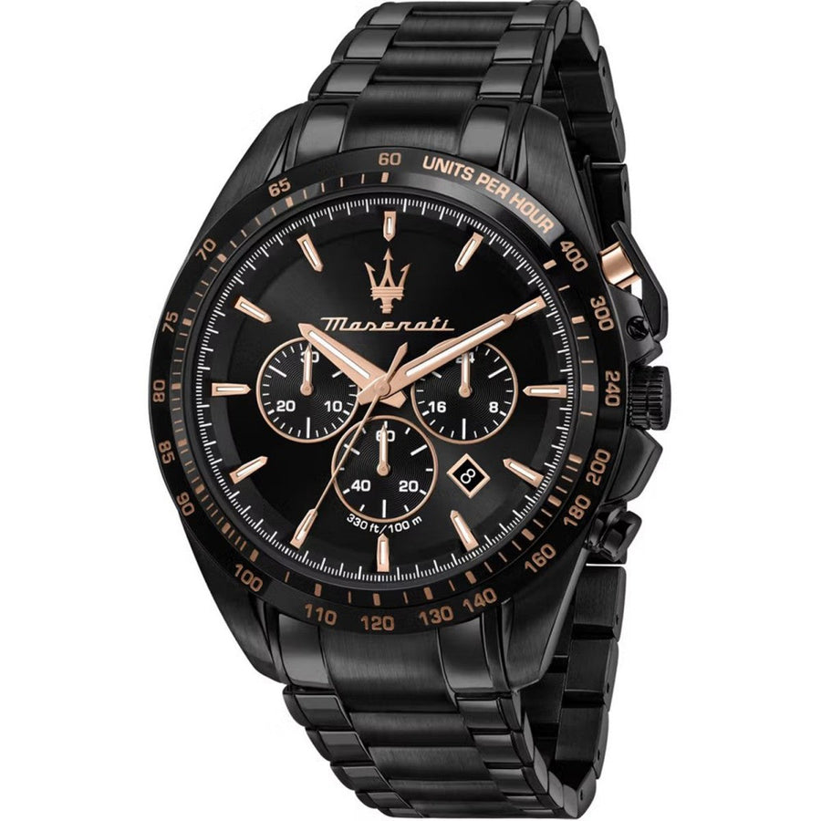 Maserati Traguardo R8873612048 45mm Men’s Chronograph Watch – Black Dial & Black PVD Stainless Steel Link Bracelet