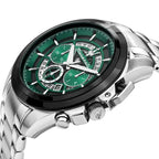 Maserati Traguardo R8873612060 45mm Men’s Chronograph Watch – Emerald Green Skeleton Dial & Silver-Tone Link Bracelet