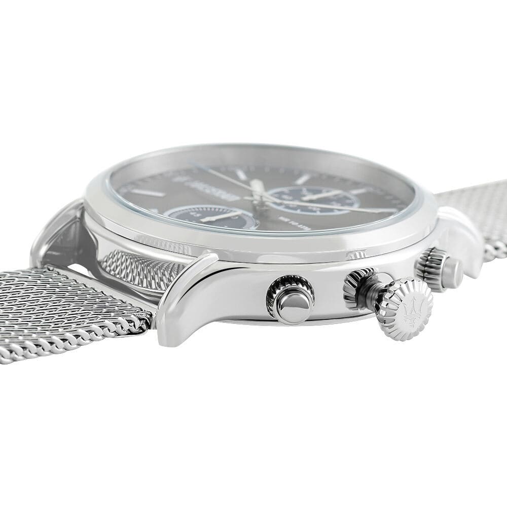 Maserati Epoca R8873618003 42mm Men’s Chronograph Watch – Gray Sunray Dial & Silver Stainless Steel Mesh Strap