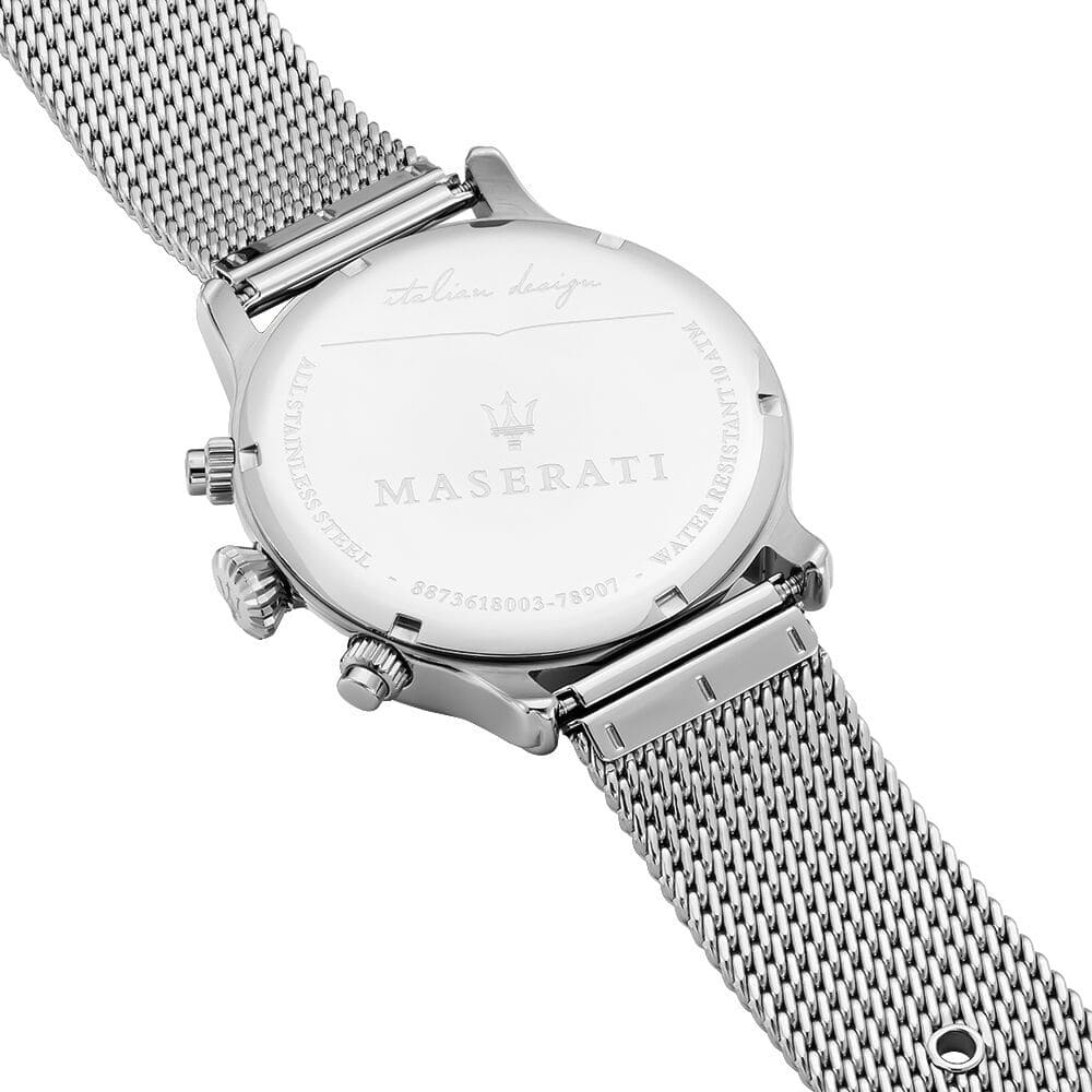 Maserati Epoca R8873618003 42mm Men’s Chronograph Watch – Gray Sunray Dial & Silver Stainless Steel Mesh Strap