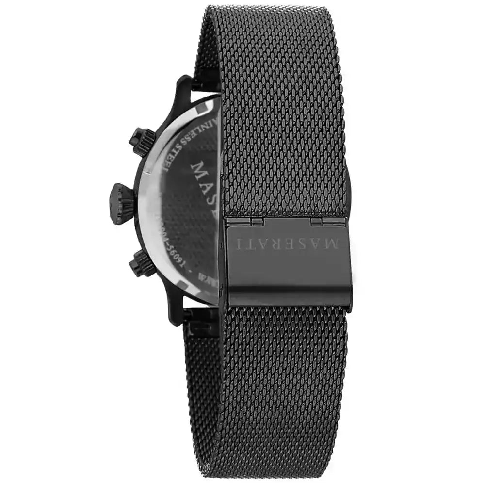 Maserati Epoca R8873618006 42mm Men’s Chronograph Watch – Black Sunray Dial & Black Mesh Strap