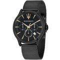 Maserati Epoca R8873618006 42mm Men’s Chronograph Watch – Black Sunray Dial & Black Mesh Strap