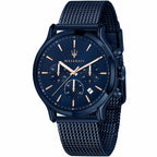Maserati Epoca R8873618010 42mm Men’s Chronograph Watch – Blue Sunray Dial & Blue Stainless Steel Mesh Strap