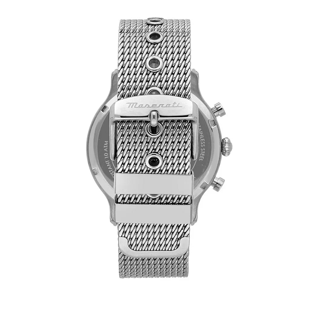 Maserati Epoca R8873618022 42mm Men’s Chronograph Watch – Blue Sunray Dial & Silver Stainless Steel Mesh Strap