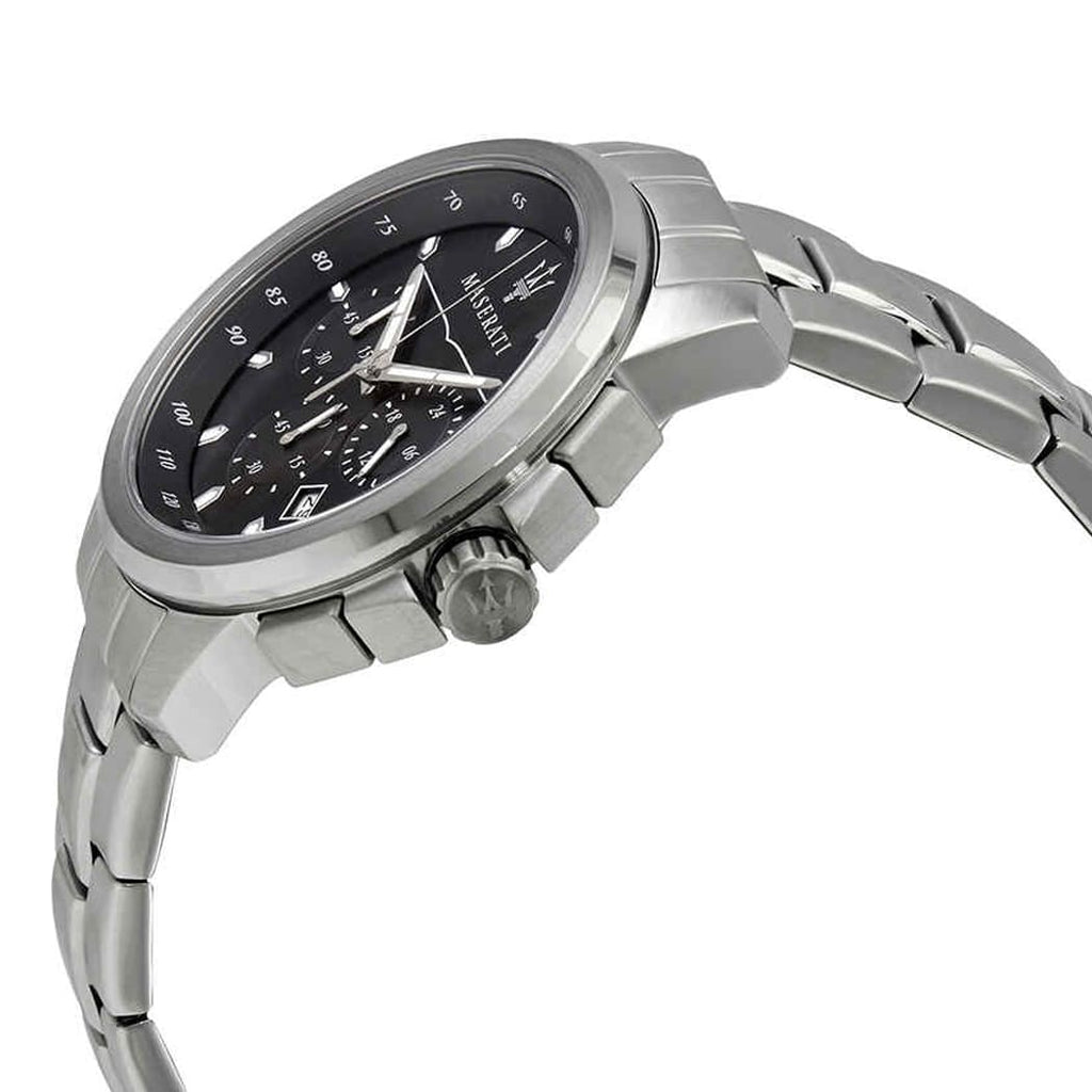 Maserati Successo R8873621001 44mm Men’s Chronograph Watch – Black Dial & Silver-Tone Link Bracelet
