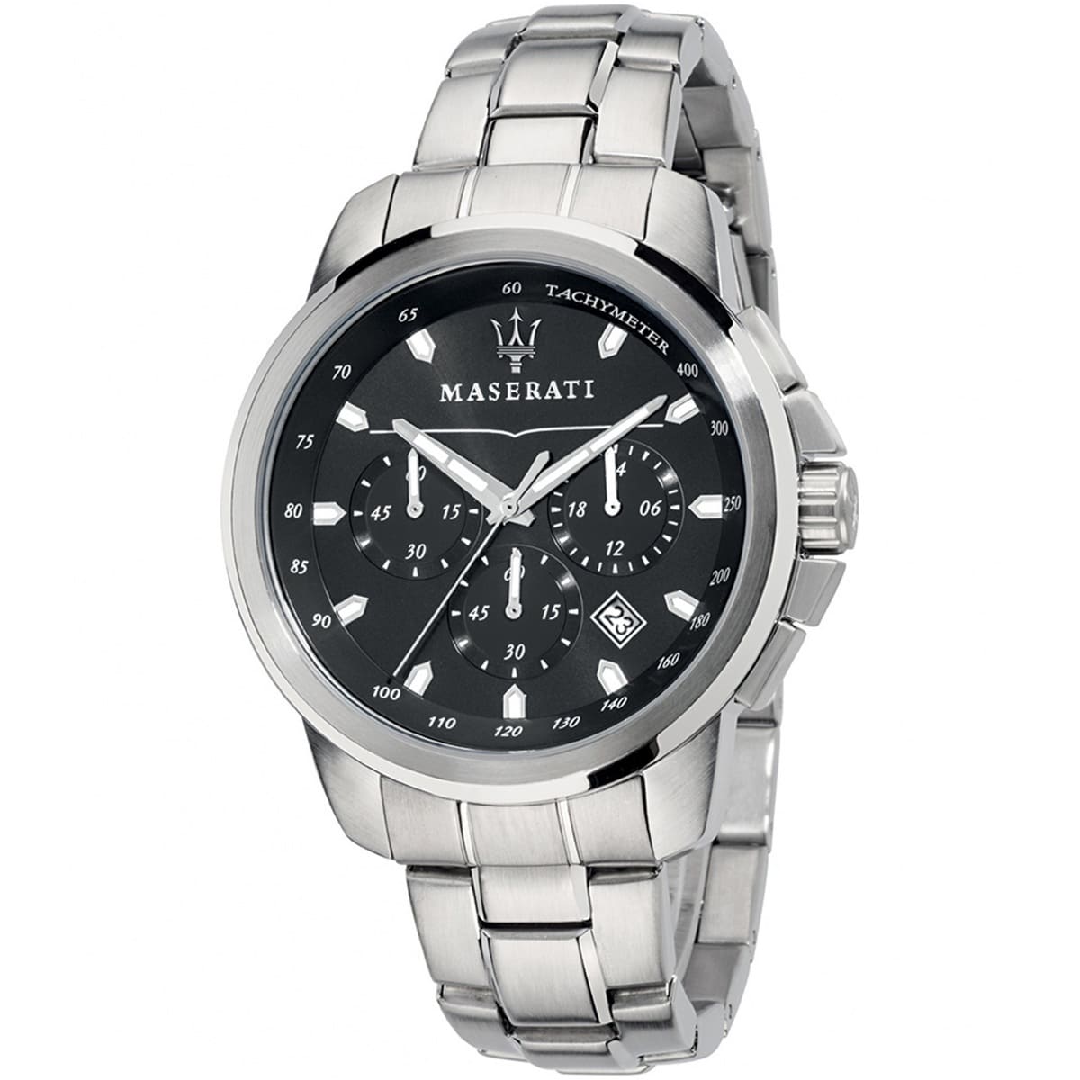 Maserati Successo R8873621001 44mm Men’s Chronograph Watch – Black Dial & Silver-Tone Link Bracelet