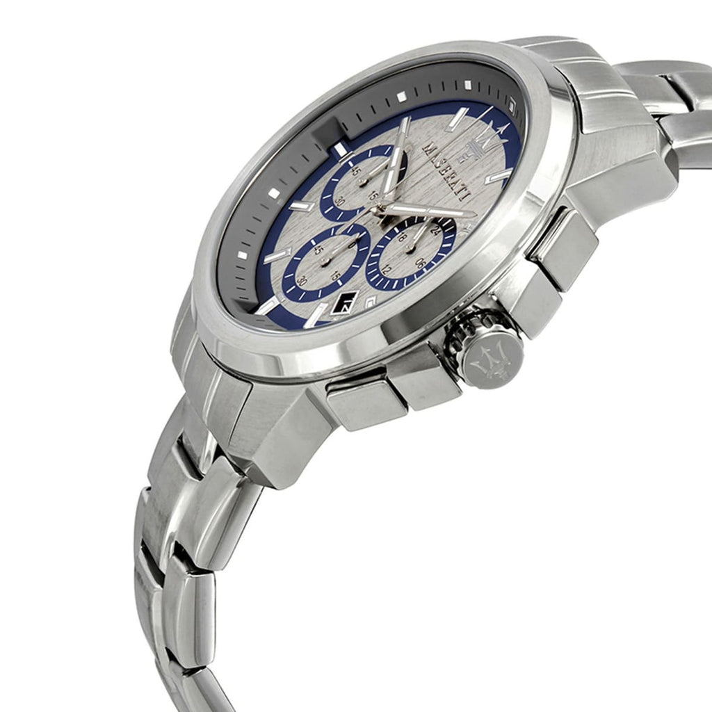 Maserati Successo R8873621006 44mm Men’s Chronograph Watch – Gray Brushed Dial & Silver Link Bracelet