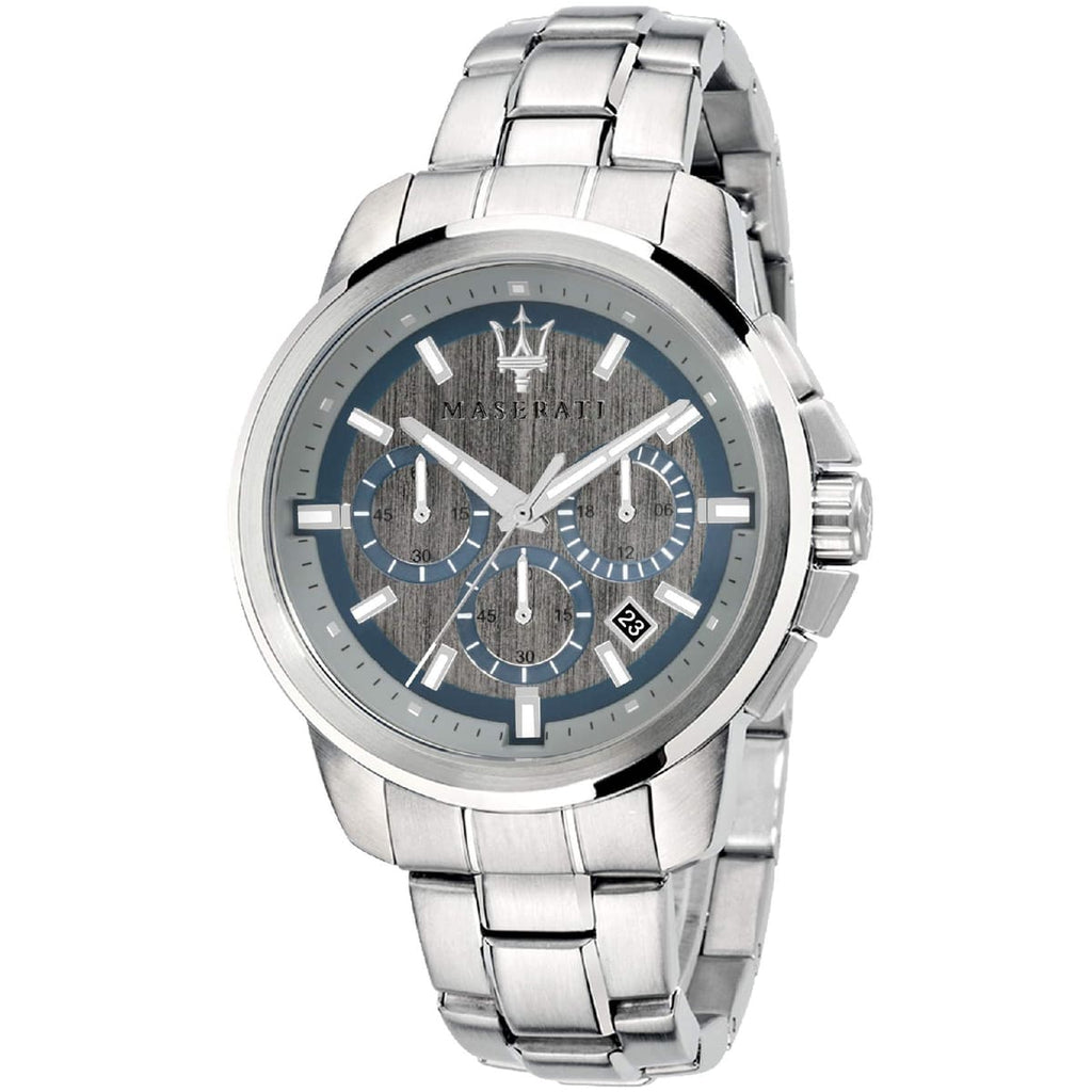Maserati Successo R8873621006 44mm Men’s Chronograph Watch – Gray Brushed Dial & Silver Link Bracelet