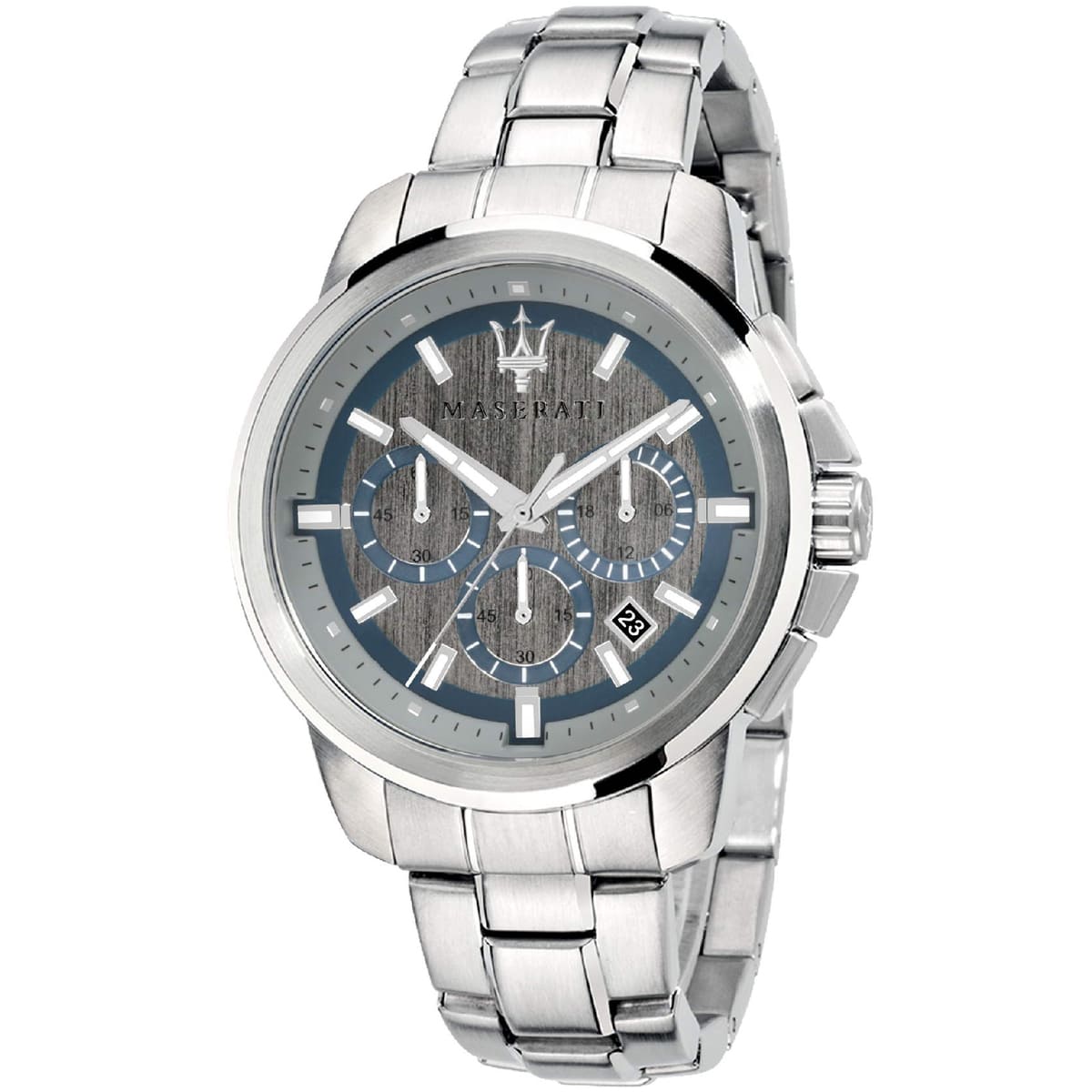 Maserati Successo R8873621006 44mm Men’s Chronograph Watch – Gray Brushed Dial & Silver Link Bracelet