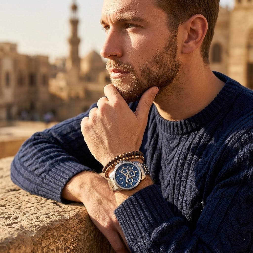 Maserati Successo R8873621016 44mm Men’s Chronograph Watch – Blue Brushed Dial & Two-Tone Link Bracelet