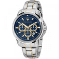 Maserati Successo R8873621016 44mm Men’s Chronograph Watch – Blue Brushed Dial & Two-Tone Link Bracelet