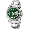 Maserati Successo R8873621017 44mm Men’s Chronograph Watch – Unique Green Sunray Dial & Silver Stainless Steel Link Bracelet