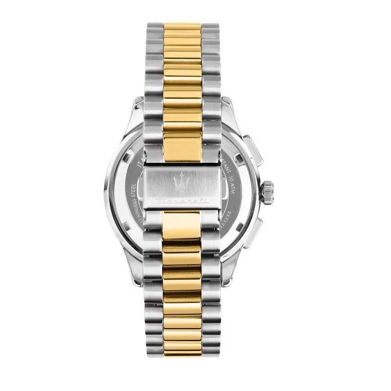 Maserati Sorpasso R8873624003 45mm Men’s Chronograph Watch – White Sunray Dial & Two-Tone Link Bracelet