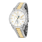 Maserati Sorpasso R8873624003 45mm Men’s Chronograph Watch – White Sunray Dial & Two-Tone Link Bracelet